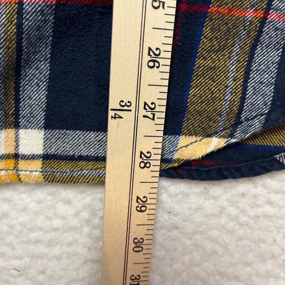 American Eagle Flannel Shirt Mens L Yellow Navy Plaid Athletic Fit Button Down - Picture 5 of 10